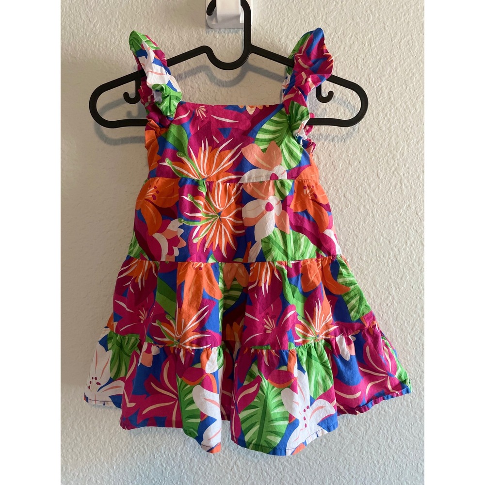 Janie and Jack‎ Toddler Girls Tropical Floral Tiered Ruffle Dress 2T Multi-Color